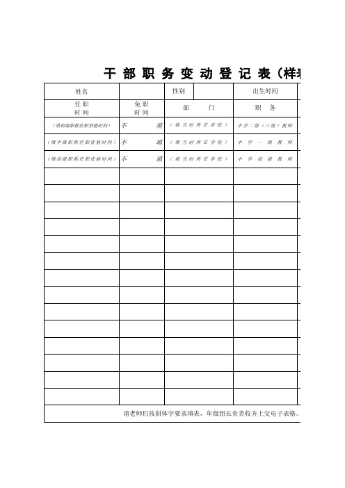 干部职务变动登记表----样表