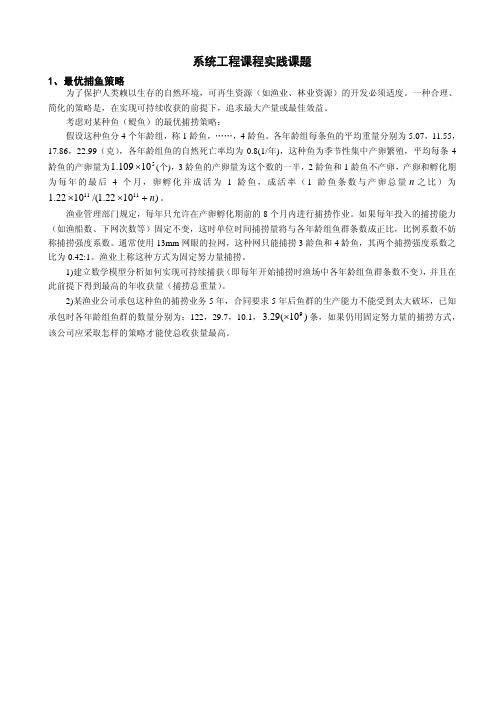 系统工程原理课程实践课题