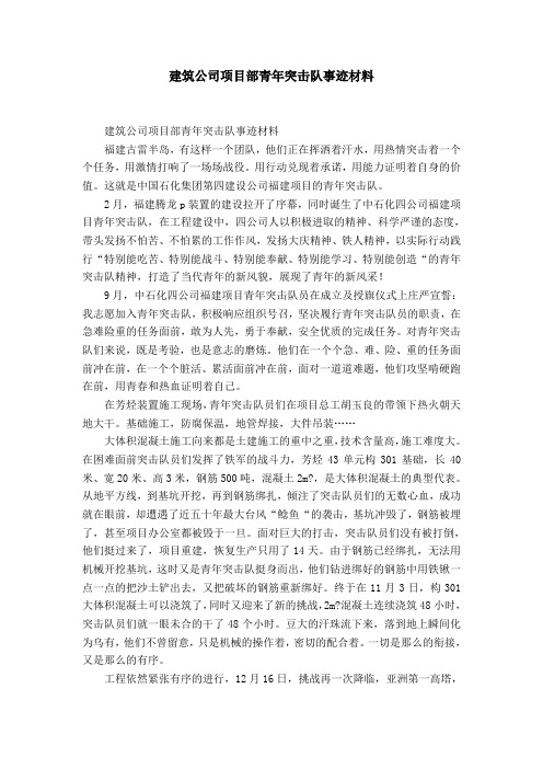 建筑公司项目部青年突击队事迹材料-精选模板