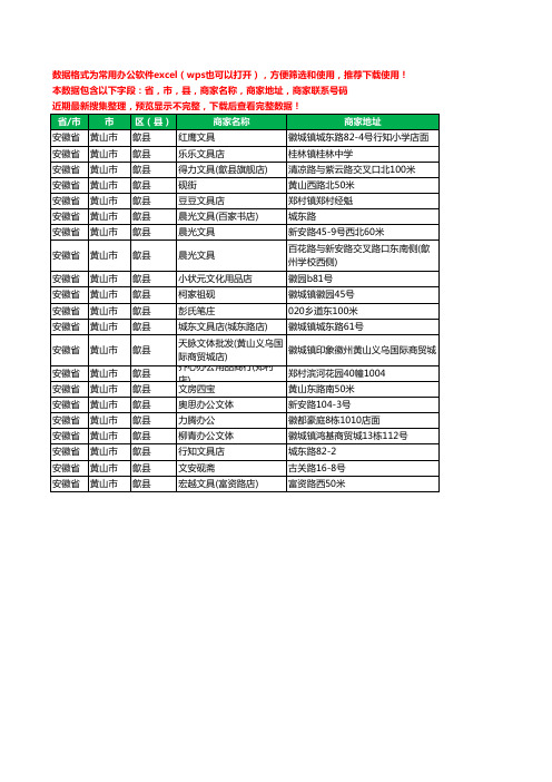 2020新版安徽省黄山市歙县文具工商企业公司商家名录名单黄页联系电话号码地址大全21家