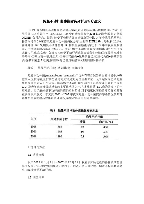 鲍曼不动杆菌感染耐药分析及治疗建议