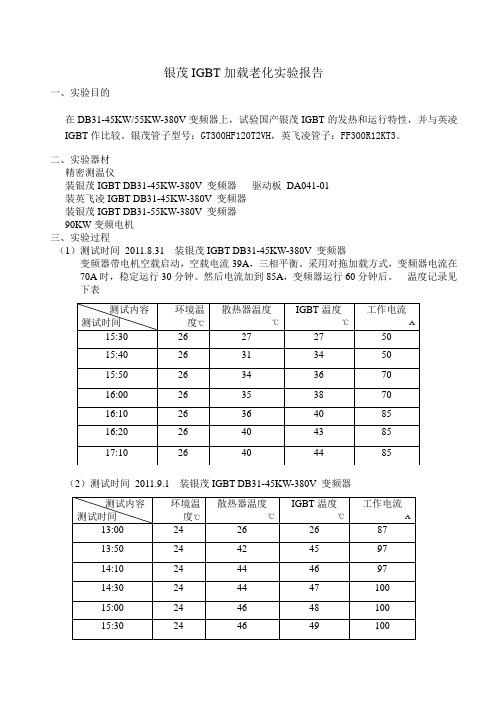 银茂IGBT加载老化实验报告