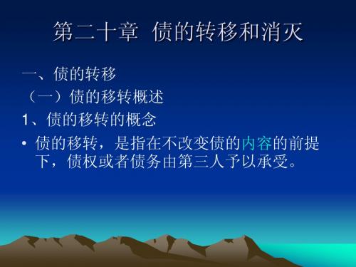 第二十章 债的转移与消灭