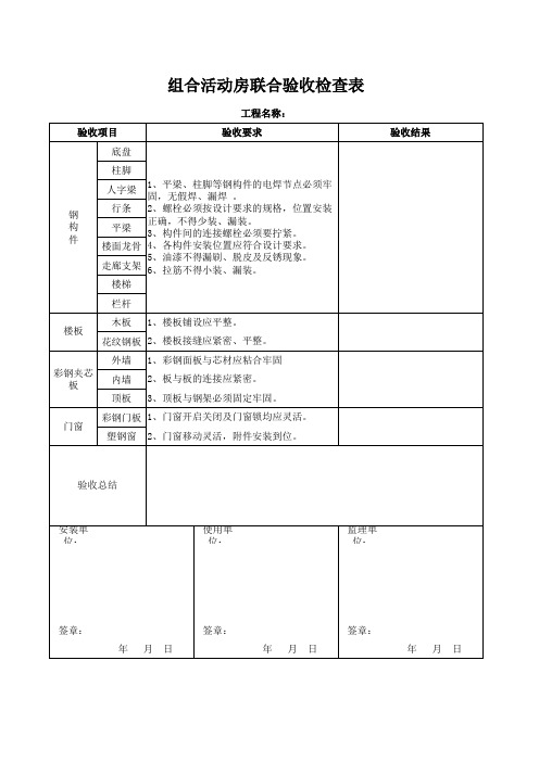 活动板房验收表