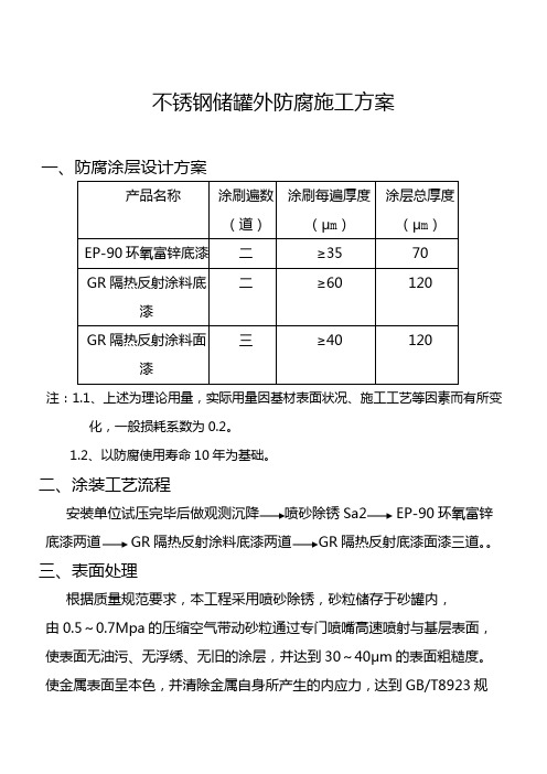 不锈钢储罐外防腐施工方案