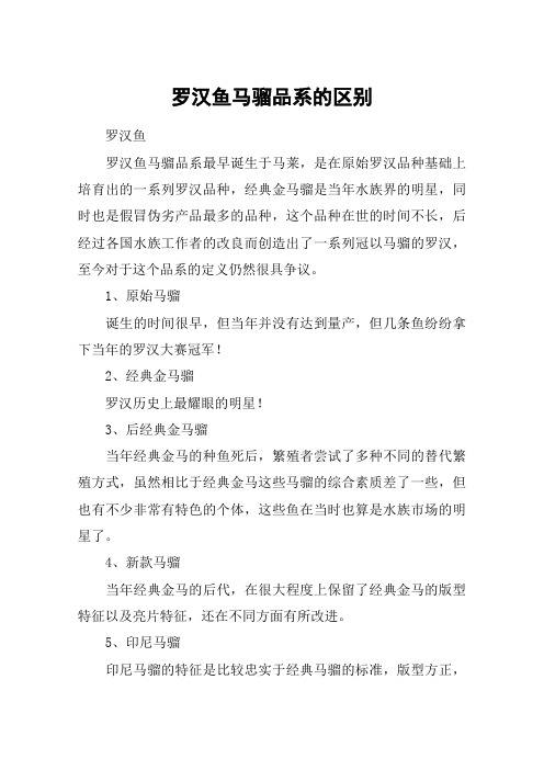 罗汉鱼马骝品系的区别