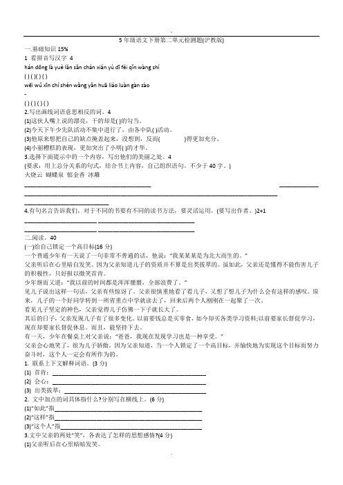 5年级语文下册第二单元检测题(沪教版).doc