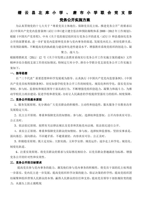 缙云县左库小学党务公开实施方案