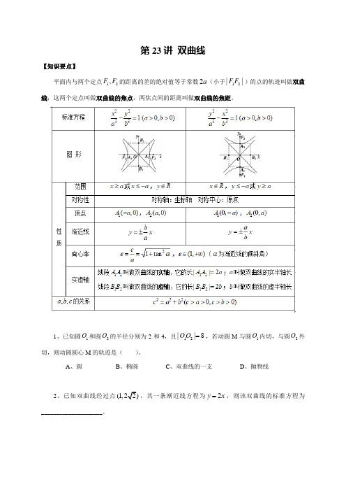 高考数学第一轮复习 双曲线