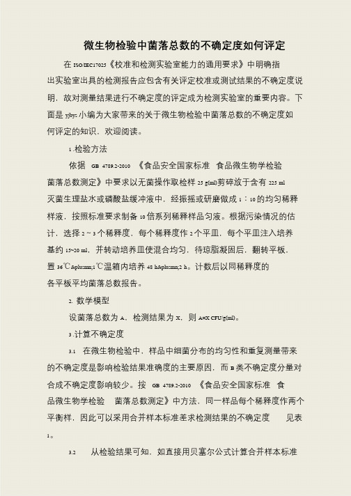 微生物检验中菌落总数的不确定度如何评定