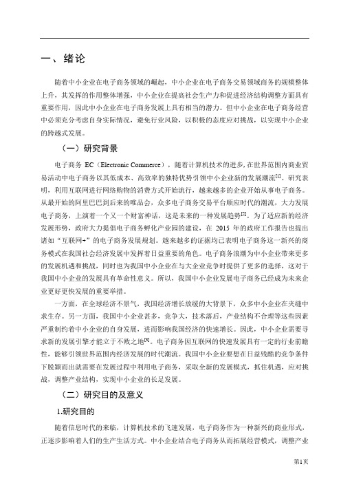 我国中小企业电子商务发展存在的问题与对策研究
