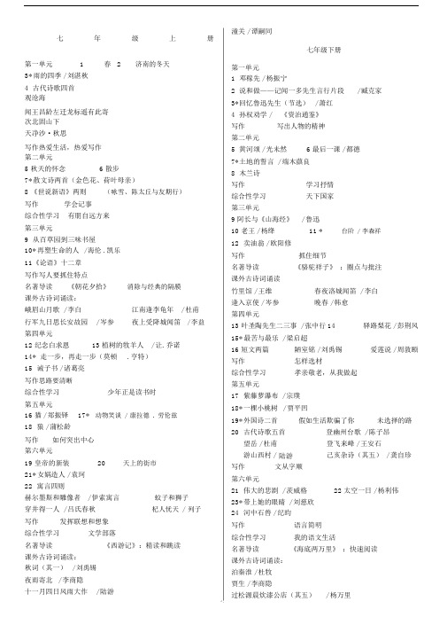 部编版初中语文七至九年级的目录.doc
