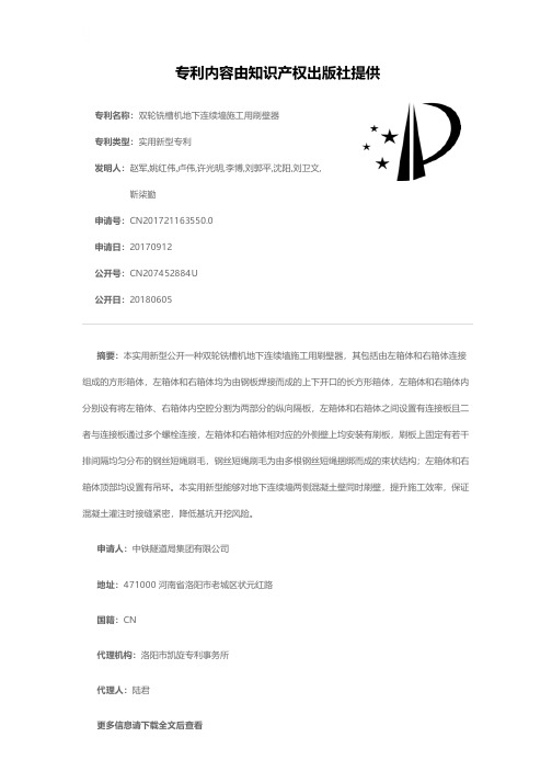 双轮铣槽机地下连续墙施工用刷壁器[实用新型专利]
