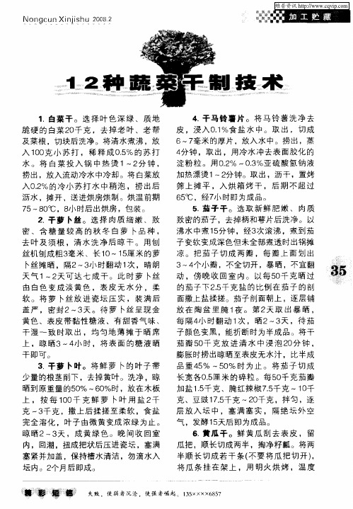 12种蔬菜干制技术