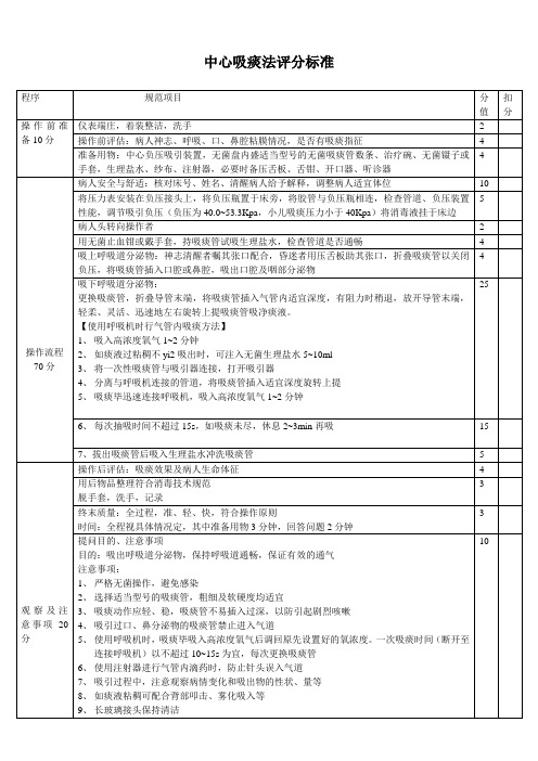 中心吸痰法评分标准