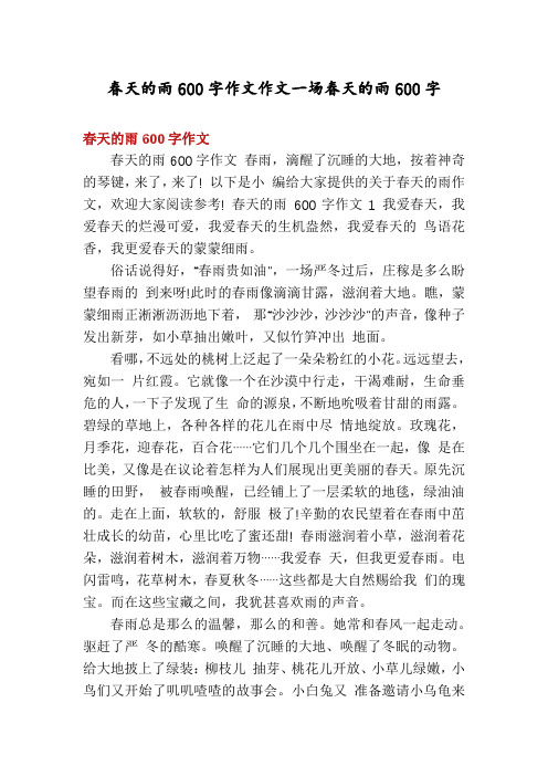 春天的雨600字作文作文一场春天的雨600字