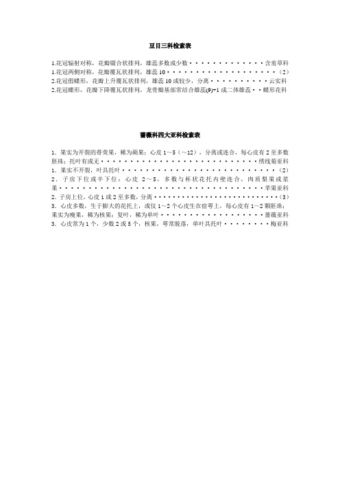 豆目三科检索表