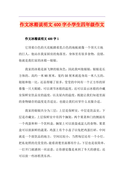 作文冰箱说明文400字小学生四年级作文