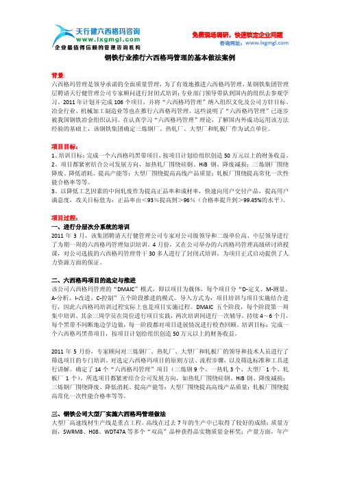 钢铁行业推行六西格玛管理的基本做法案例