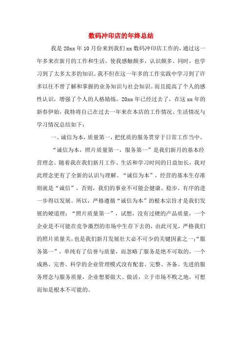 数码冲印店的年终总结