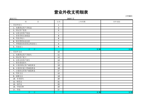营业外收支明细表