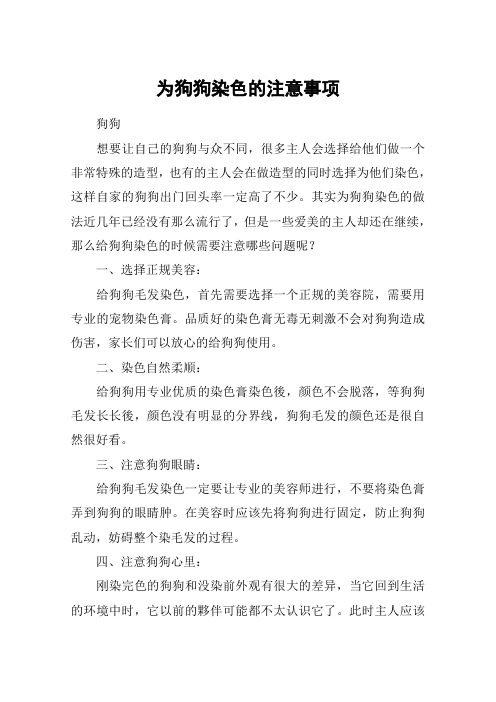 为狗狗染色的注意事项