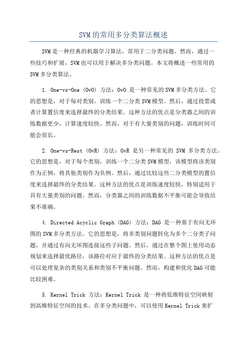 SVM的常用多分类算法概述