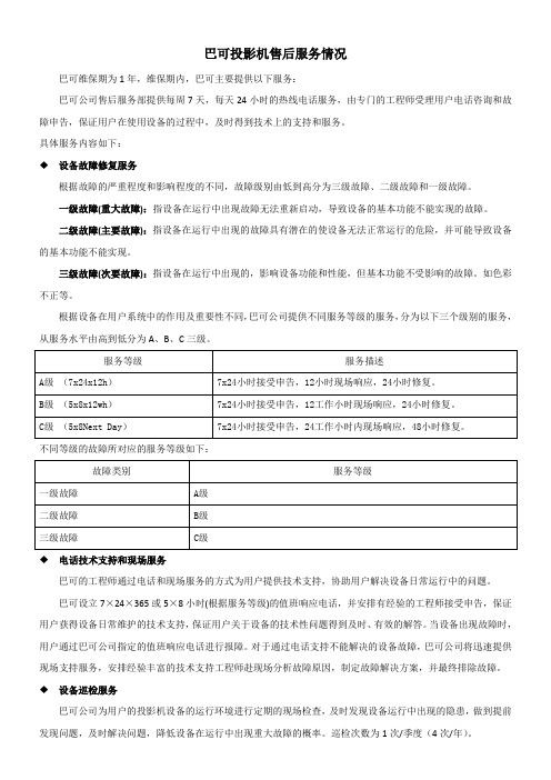 巴可投影机售后服务情况