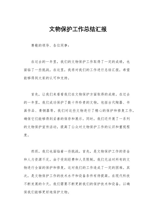 文物保护工作总结汇报