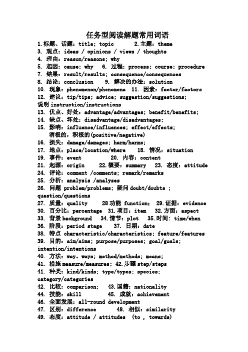 任务型阅读解题常用词语
