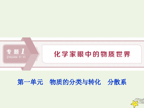 (浙江选考)2020版高考化学一轮复习课件：物质的分类与转化分散系课件