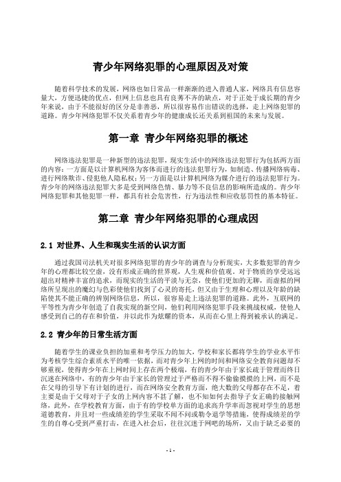 浅谈青少年网络犯罪的心理成因及对策