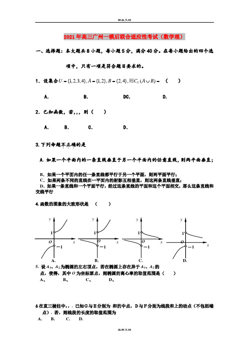 2021年高三广州一模后联合适应性考试(数学理)