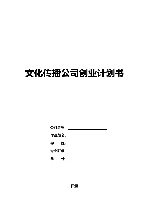 大学生文化传播公司商业计划书