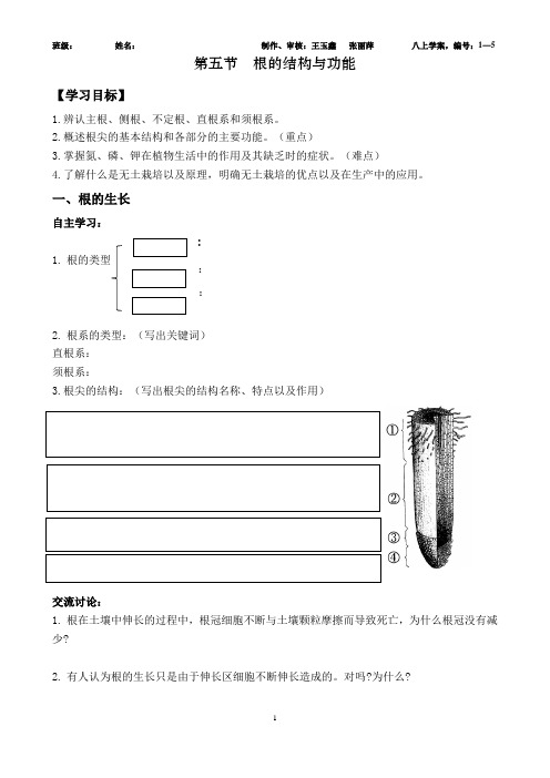 4.1.5根的结构与功能教案