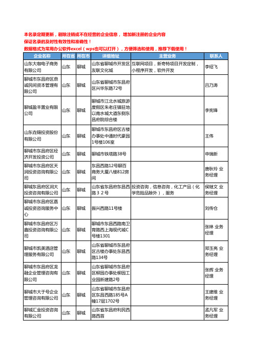 2020新版山东省聊城投资咨询工商企业公司名录名单黄页联系方式大全92家