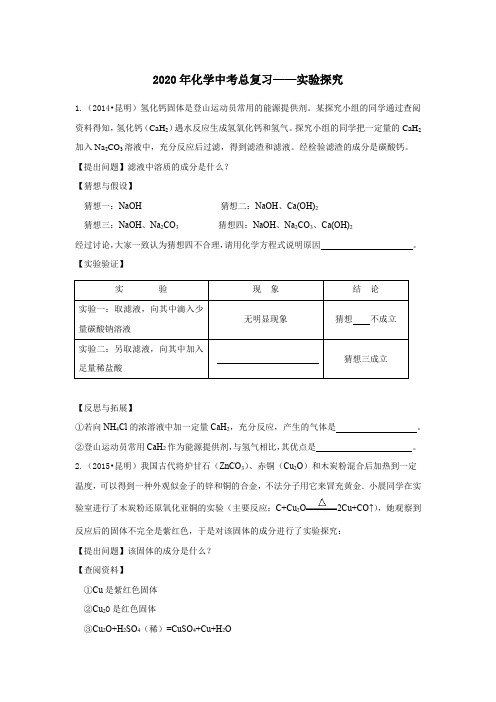 2020年化学中考总复习 实验探究专题