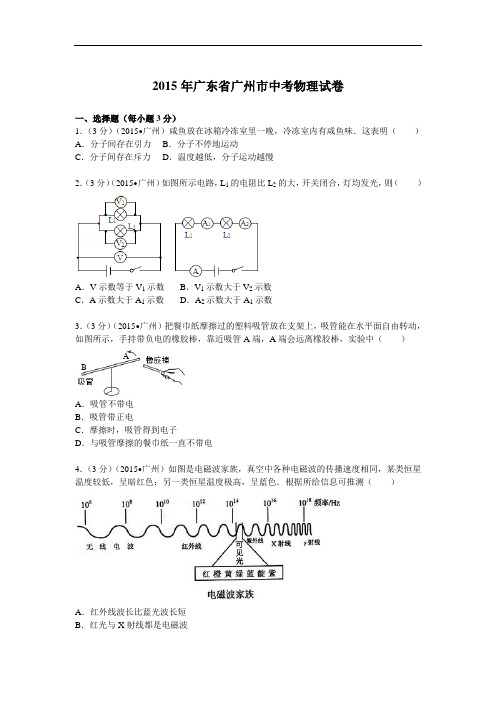 2015年广东省广州市中考物理试卷