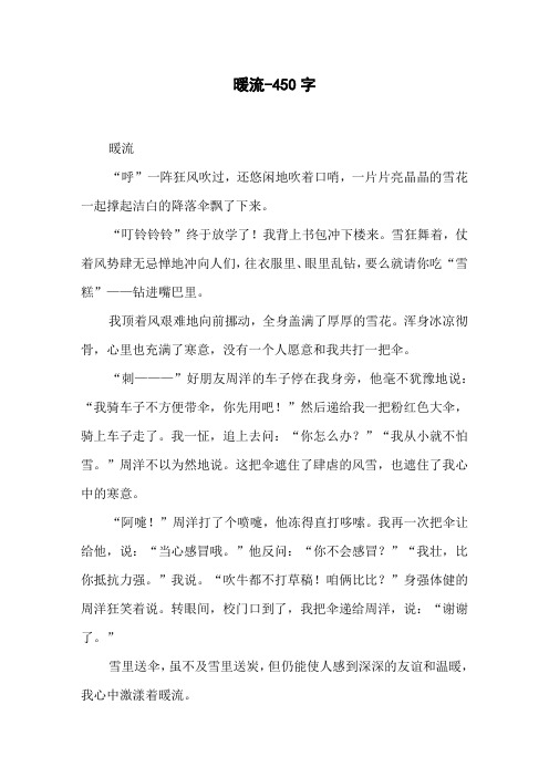 暖流-450字五年级作文叙事