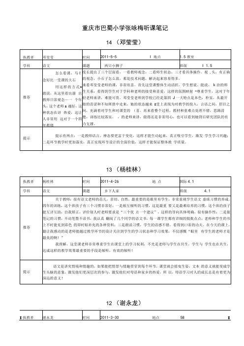 重庆市巴蜀小学张咏梅听课笔记14邓莹莹