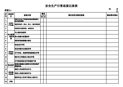 安全生产日常巡查记录表