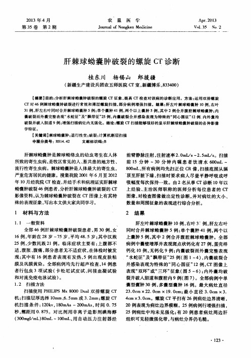 肝棘球蚴囊肿破裂的螺旋CT诊断
