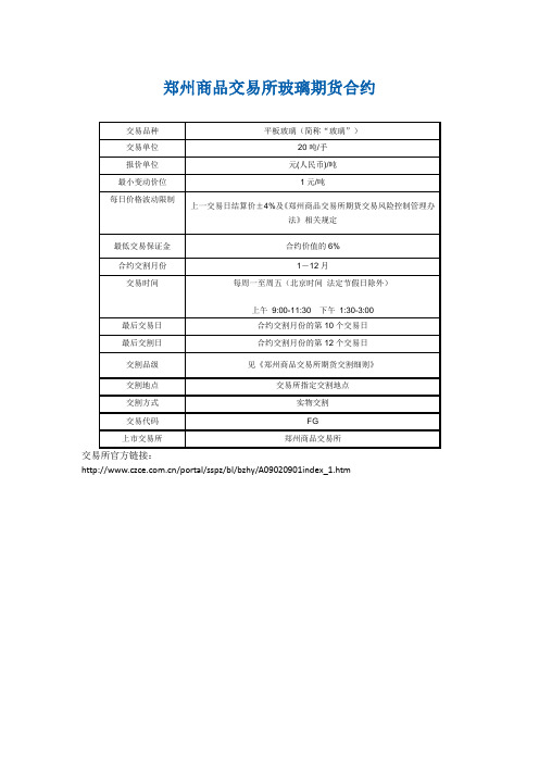 玻璃期货标准合约