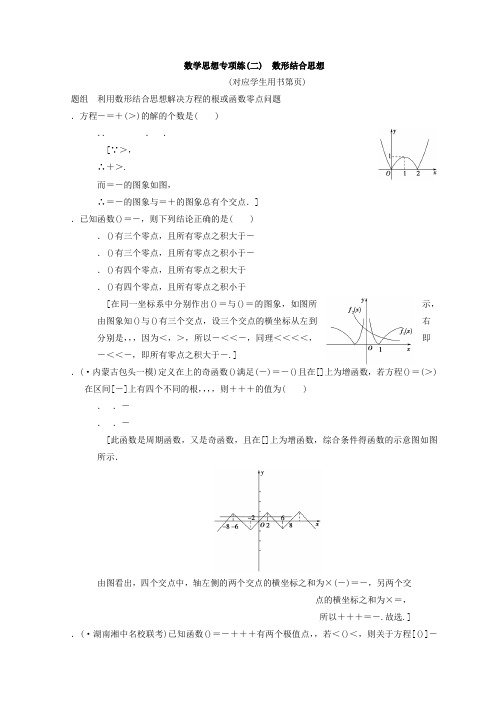 2018年高考数学(理)二轮复习练习第2部分 必考补充专题 数学思想专项练2 数形结合思想 Word版含答案