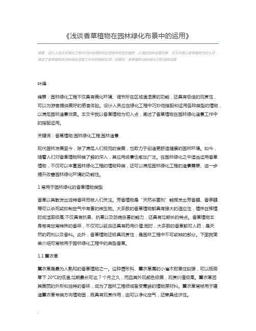 浅谈香草植物在园林绿化布景中的运用