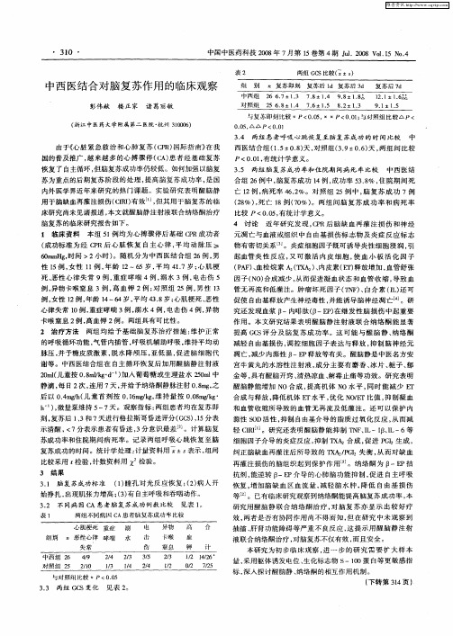 中西医结合对脑复苏作用的临床观察