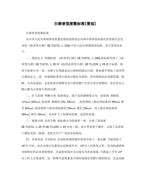 白酒香型度数标准[策划]