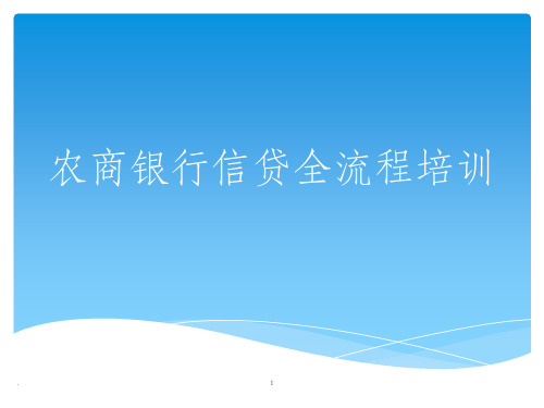 农商银行信贷全流程培训