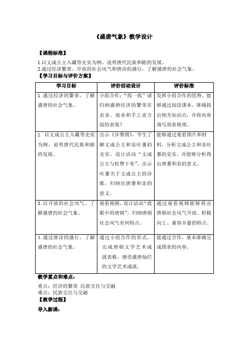 初中历史_ 盛唐气象教学设计学情分析教材分析课后反思