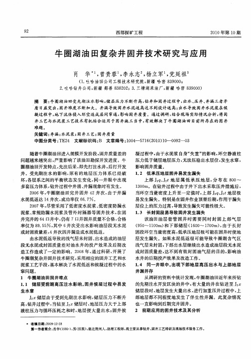 牛圈湖油田复杂井固井技术研究与应用
